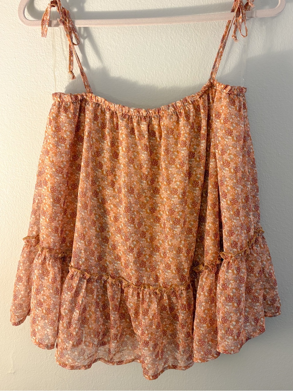 Pink Lily Rust Floral Tie-Shoulder Camisole